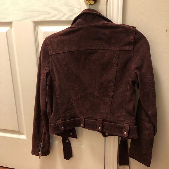 BlankNYC Real Leather Suede Motor Jacket Burgundy - Picture 3 of 3